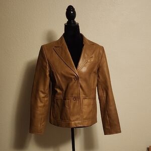 Style & Co. Women's Tan Leather Blazer Jacket